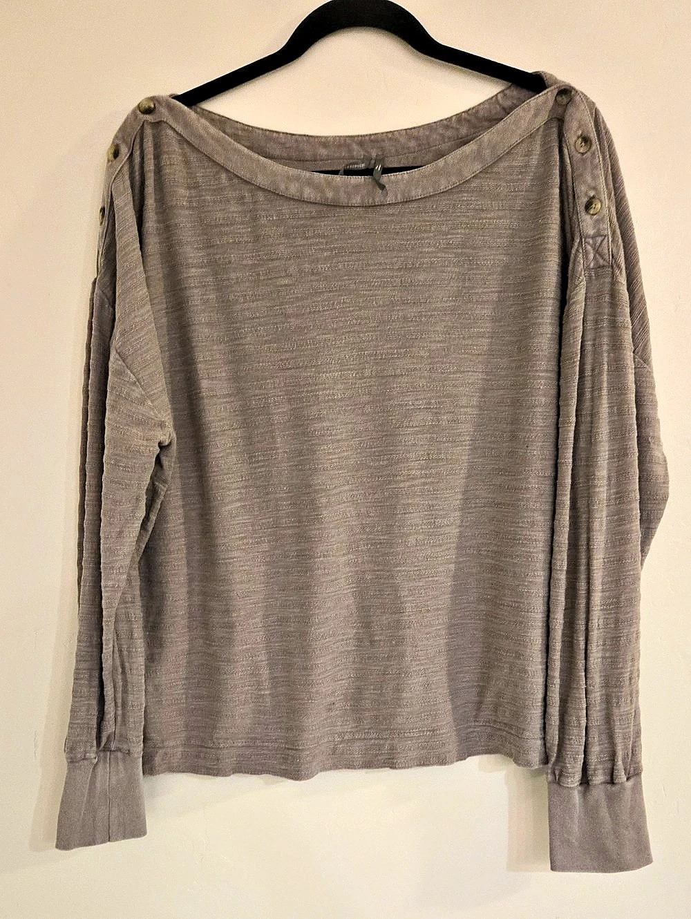 Anthropologie Long Sleeve Gray Top Size Large
